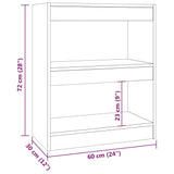 Book Cabinet/Room Divider White 60x30x72 cm - Close-Up Angle