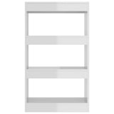 Book Cabinet/Room Divider High Gloss White 60x30x103 cm Engineered Wood - 45-Degree Angle