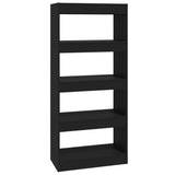 Book Cabinet/Room Divider Black 60x30x135 cm Engineered Wood - Front View