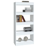 Book Cabinet/Room Divider High Gloss White 60x30x135 cm Engineered Wood - Side View