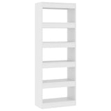 Book Cabinet/Room Divider White 60x30x166 cm Engineered Wood - Front View