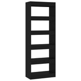 Book Cabinet/Room Divider Black 60x30x166 cm Engineered Wood - Front View