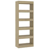 Book Cabinet/Room Divider Sonoma Oak 60x30x166 cm Engineered Wood - Front View