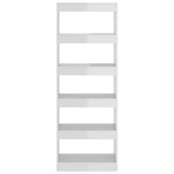 Book Cabinet/Room Divider High Gloss White 60x30x166 cm Engineered Wood