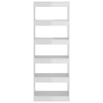 Book Cabinet/Room Divider High Gloss White 60x30x166 cm Engineered Wood