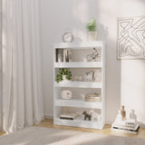 Book Cabinet/Room Divider White 80x30x135 cm Engineered Wood - Side View