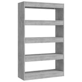 Book Cabinet/Room Divider Concrete Grey 80x30x135 cm Engineered Wood - Front View