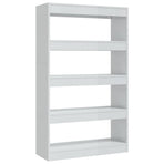 Book Cabinet/Room Divider High Gloss White 80x30x135 cm Engineered Wood