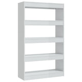 Book Cabinet/Room Divider High Gloss White 80x30x135 cm Engineered Wood - Front View