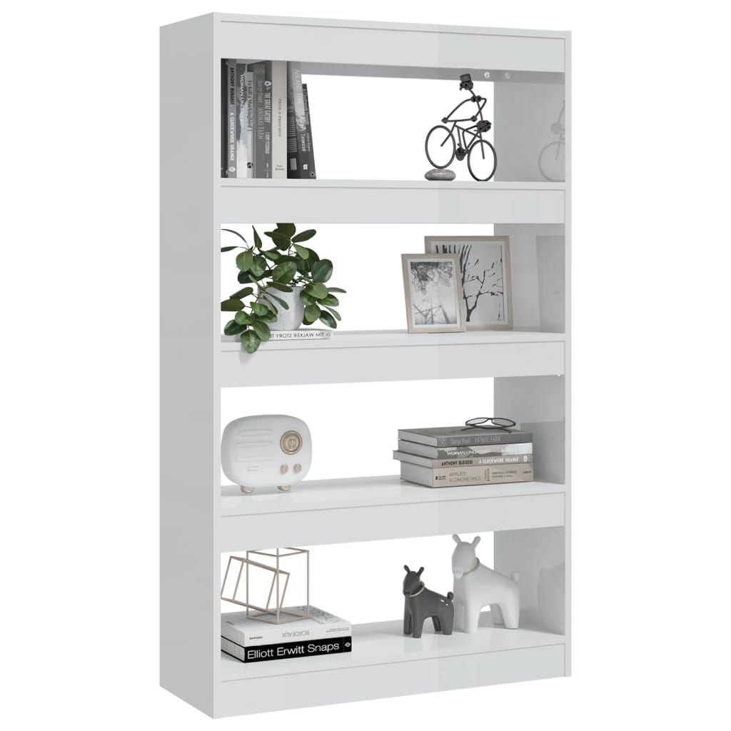 Book Cabinet/Room Divider High Gloss White 80x30x135 cm Engineered Wood