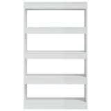 Book Cabinet/Room Divider High Gloss White 80x30x135 cm Engineered Wood - 45-Degree Angle