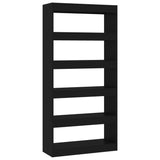 Book Cabinet/Room Divider Black 80x30x166 cm Engineered Wood - Front View