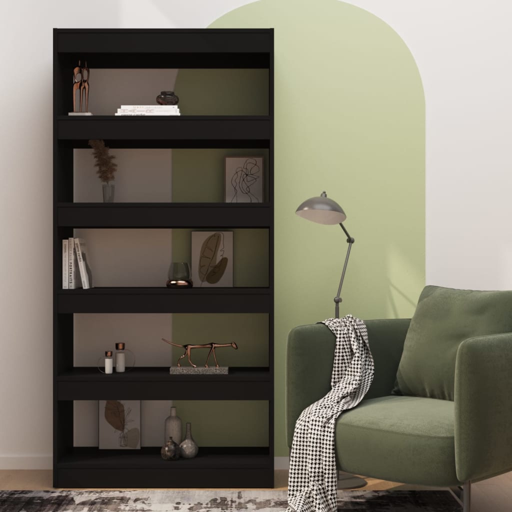 Book Cabinet/Room Divider Black 80x30x166 cm Engineered Wood