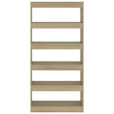 Book Cabinet/Room Divider Sonoma Oak 80x30x166 cm Engineered Wood - 45-Degree Angle