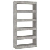 Book Cabinet/Room Divider Concrete Grey 80x30x166 cm Engineered Wood - Front View