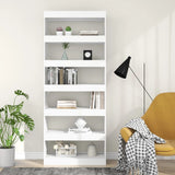Book Cabinet/Room Divider White 80x30x198 cm Engineered Wood - 45-Degree Angle