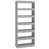 Book Cabinet/Room Divider Concrete Grey 80x30x198 cm Engineered Wood - Front View