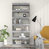 Book Cabinet/Room Divider Concrete Grey 80x30x198 cm Engineered Wood - Side View