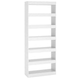 Book Cabinet/Room Divider High Gloss White 80x30x198 cm Engineered Wood