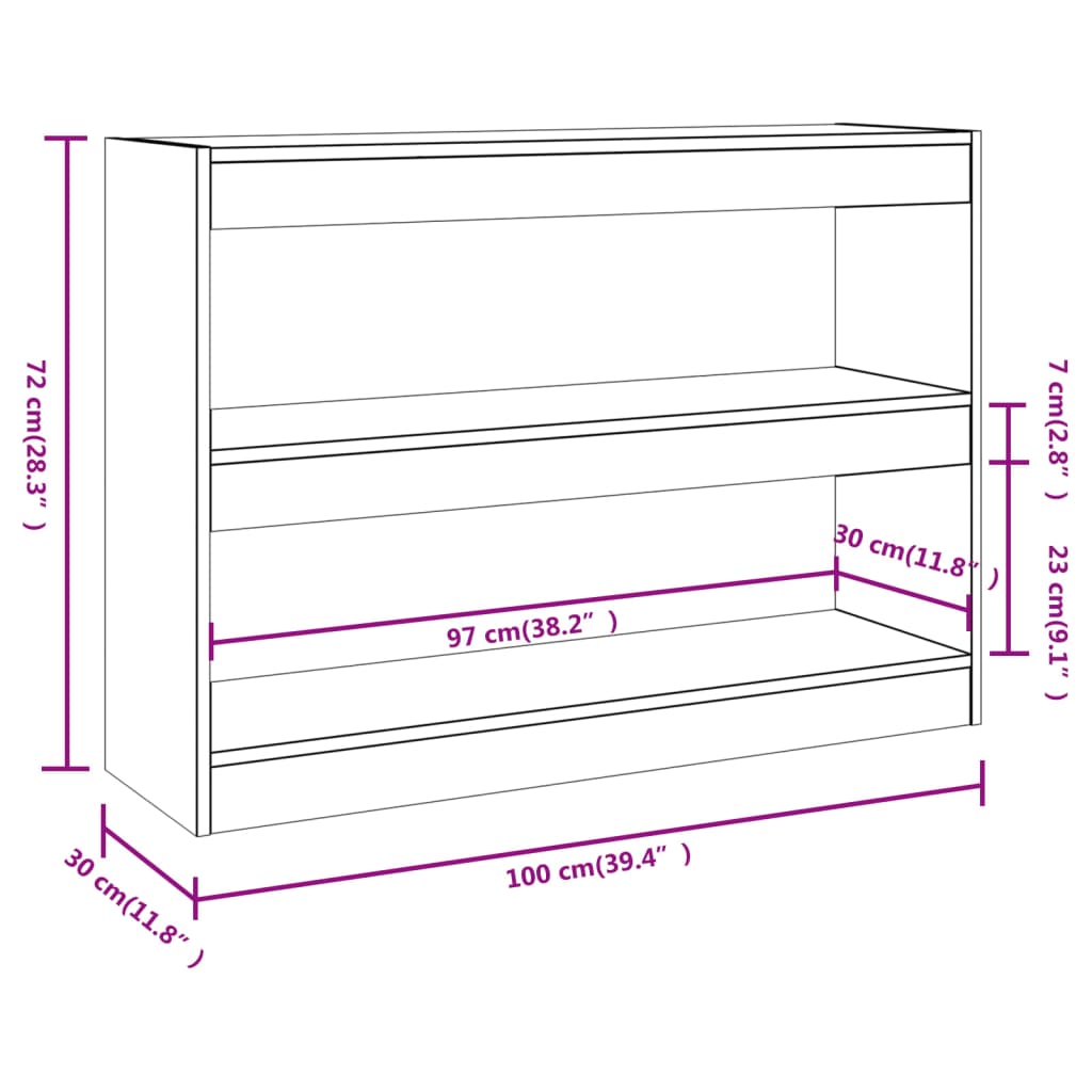 Book Cabinet/Room Divider Concrete Grey 100x30x72 cm