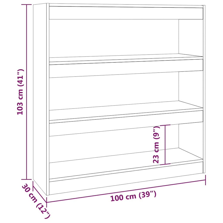 Book Cabinet/Room Divider White 100x30x103 cm