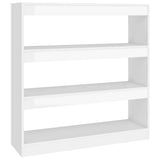 Book Cabinet/Room Divider High Gloss White 100x30x103 cm - Front View