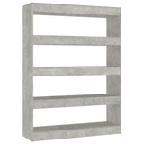 Book Cabinet/Room Divider Concrete Grey 100x30x135 cm - Front View