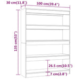 Book Cabinet/Room Divider High Gloss White 100x30x135 cm - Low Angle