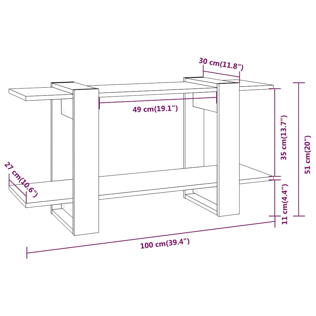 Book Cabinet Smoked Oak 100x30x51 cm Engineered Wood