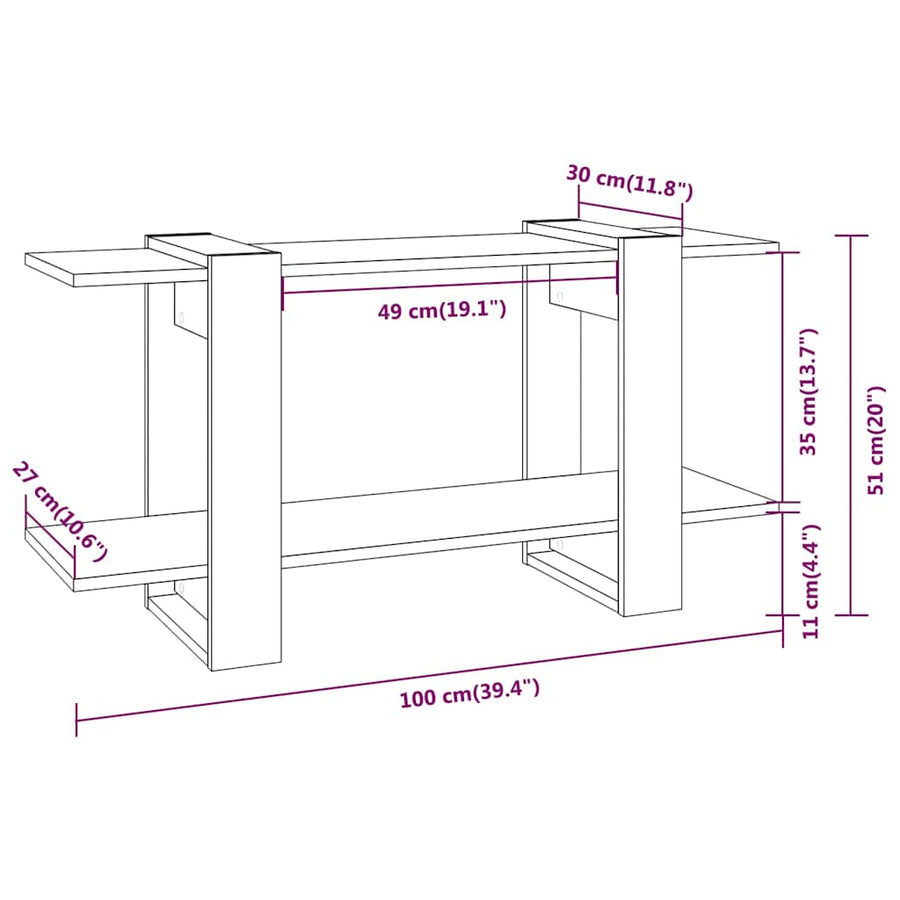 Book Cabinet Smoked Oak 100x30x51 cm Engineered Wood