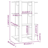 Book Cabinet/Room Divider Grey Sonoma 80x30x123.5 cm - Close-Up Angle