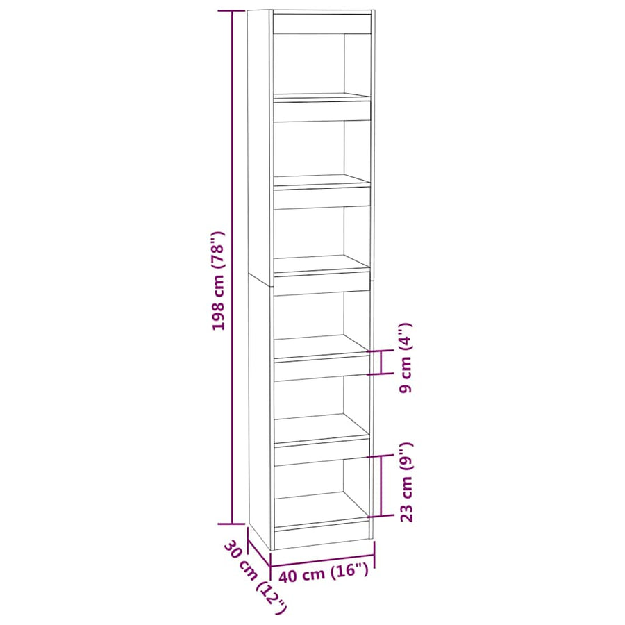 Book Cabinet/Room Divider Smoked Oak 40x30x198 cm