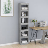 Book Cabinet/Room Divider Grey Sonoma 40x30x198 cm - Side View