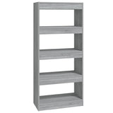 Book Cabinet/Room Divider Grey Sonoma 60x30x135 cm Engineered Wood - Front View