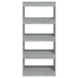 Book Cabinet/Room Divider Grey Sonoma 60x30x135 cm Engineered Wood - 45-Degree Angle