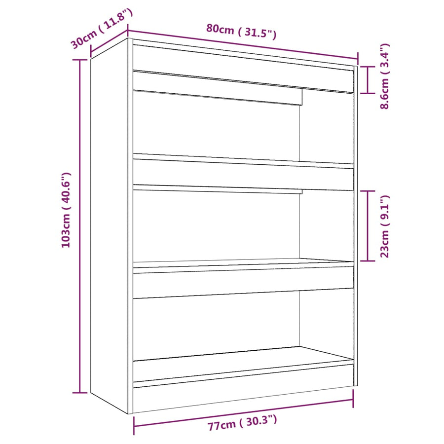 Book Cabinet/Room Divider Smoked Oak 80x30x103 cm