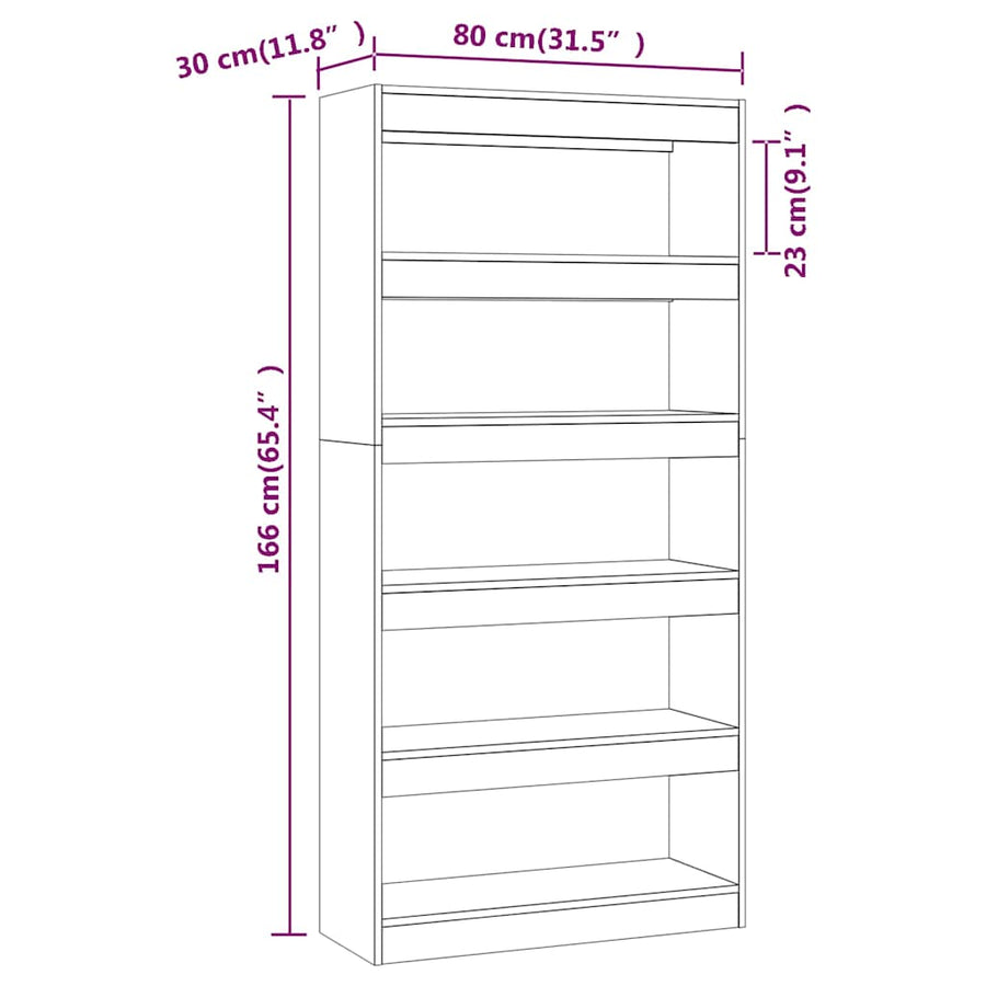 Book Cabinet/Room Divider Smoked Oak 80x30x166 cm