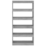 Book Cabinet/Room Divider Grey Sonoma 80x30x166 cm Engineered Wood - 45-Degree Angle