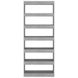 Book Cabinet/Room Divider Grey Sonoma 80x30x198 cm Engineered Wood - Side View