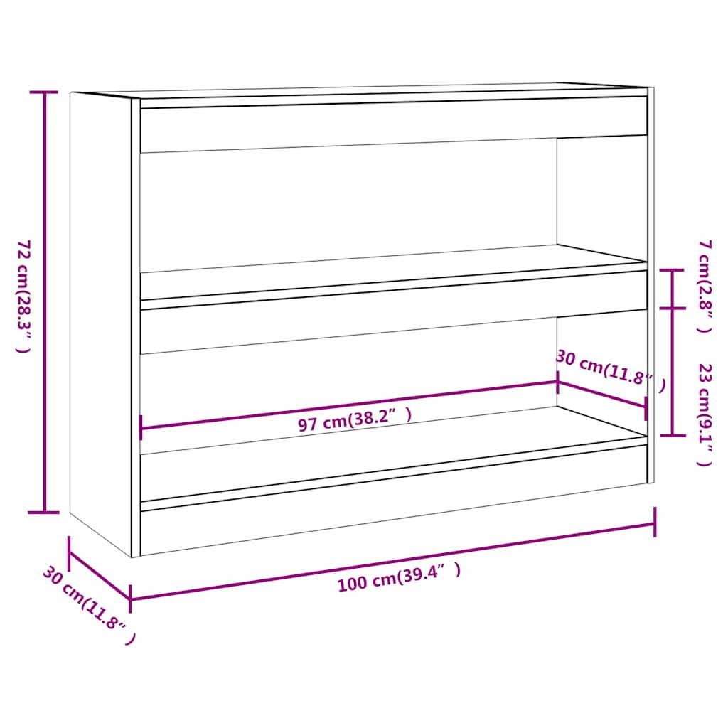 Book Cabinet/Room Divider Smoked Oak 100x30x72 cm