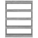 Book Cabinet/Room Divider Grey Sonoma 100x30x135 cm - Side View