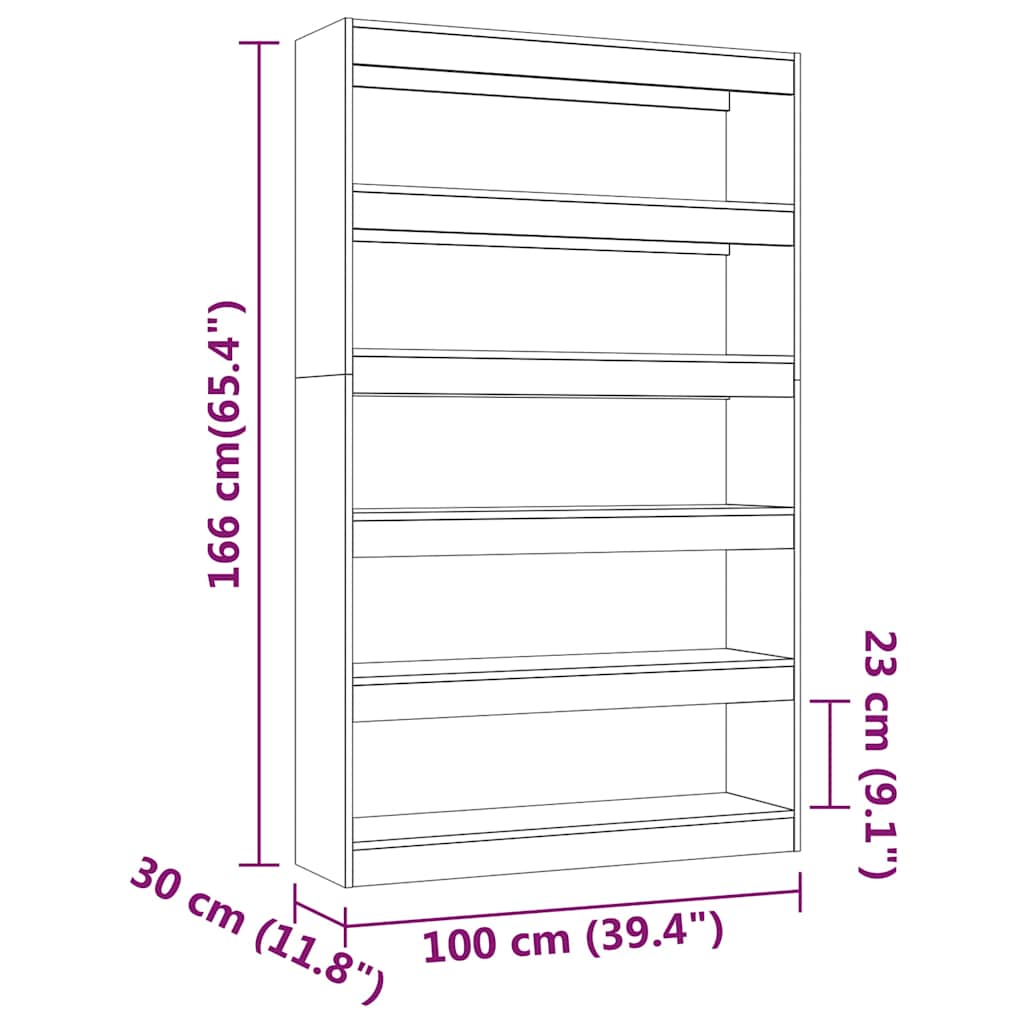 Book Cabinet/Room Divider Smoked Oak 100x30x166 cm
