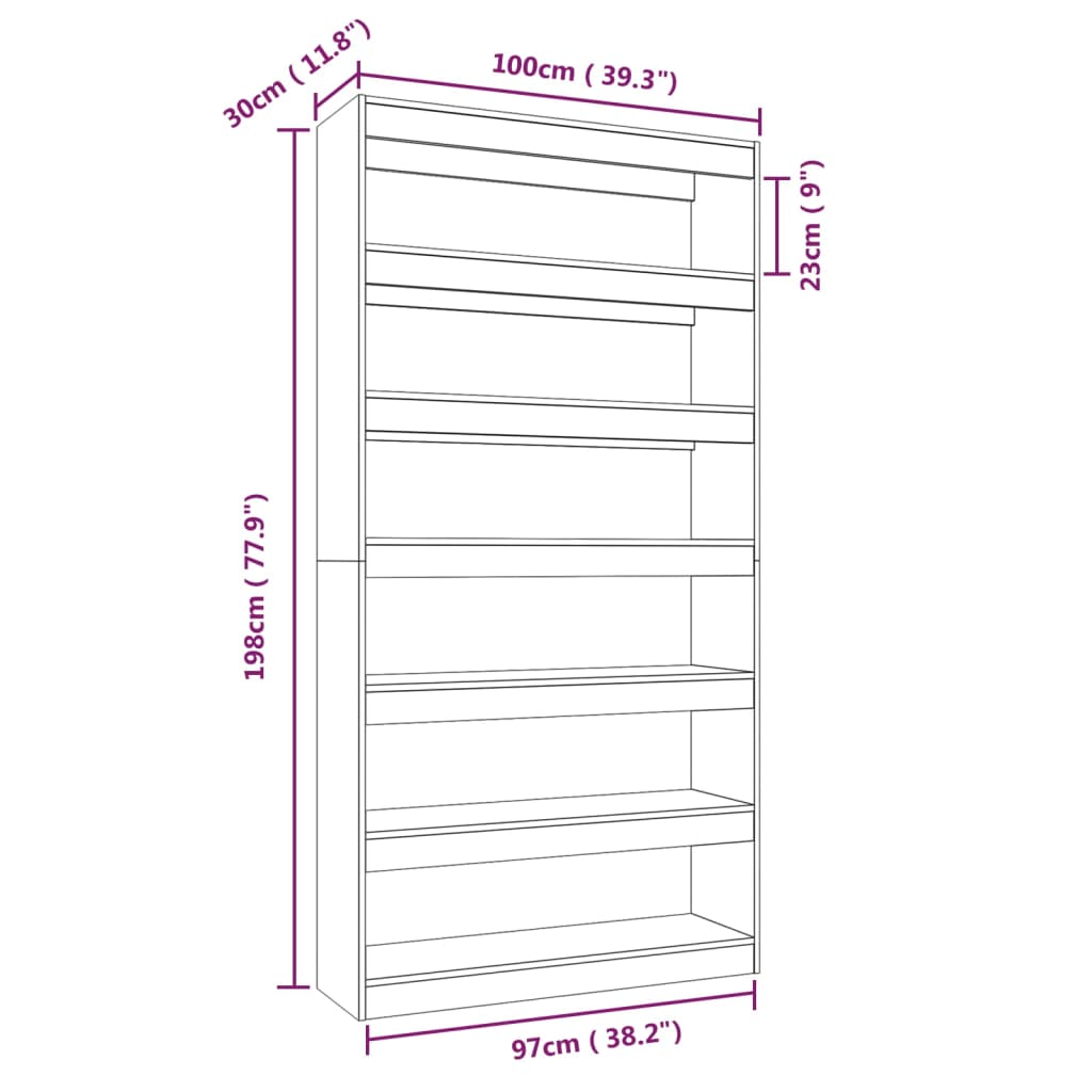 Book Cabinet/Room Divider Grey Sonoma 100x30x198 cm Engineered wood