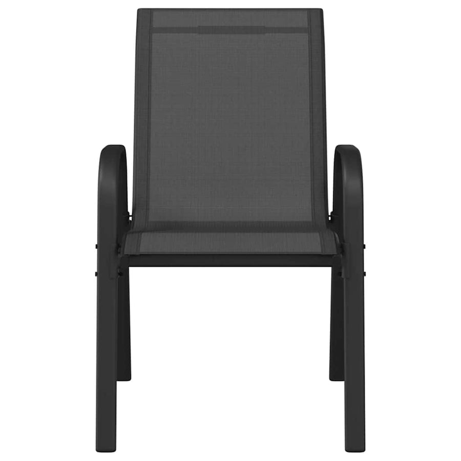 Stackable Garden Chairs 2 pcs Black Textilene Fabric