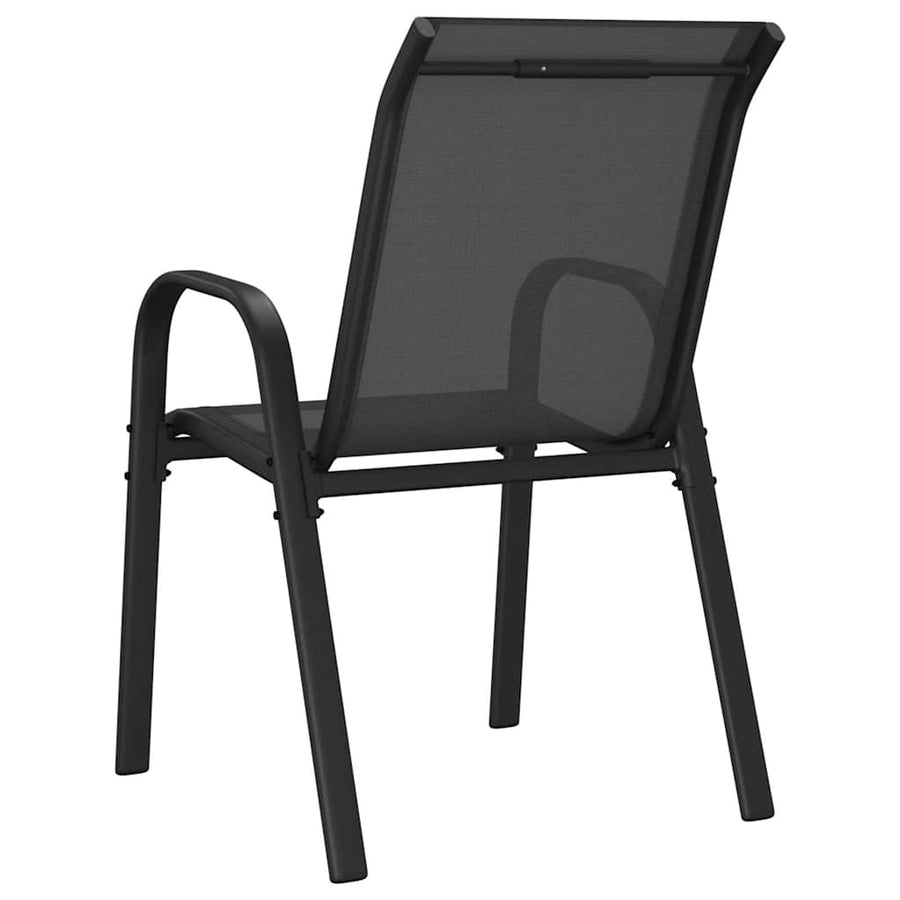 Stackable Garden Chairs 2 pcs Black Textilene Fabric