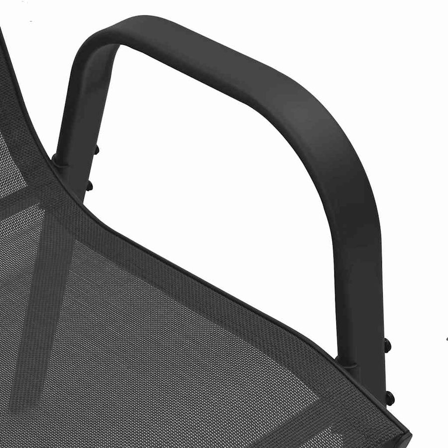 Stackable Garden Chairs 2 pcs Black Textilene Fabric