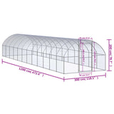 Outdoor Chicken Coop 3x12x2 m Galvanised Steel - Close-Up Angle