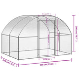 Outdoor Chicken Coop 3x2x2 m Galvanised Steel - Low Angle