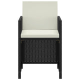 3 Piece Garden Dining Set with Cushions Poly Rattan Black