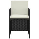 3 Piece Garden Dining Set with Cushions Poly Rattan Black - Top-Down View